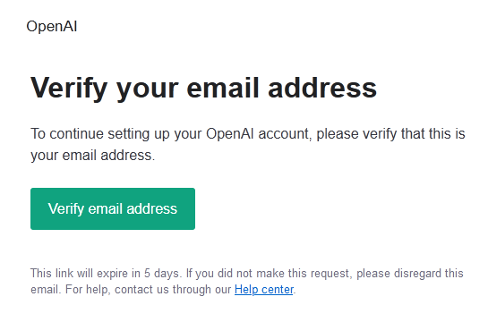OpenAIから届く確認メール