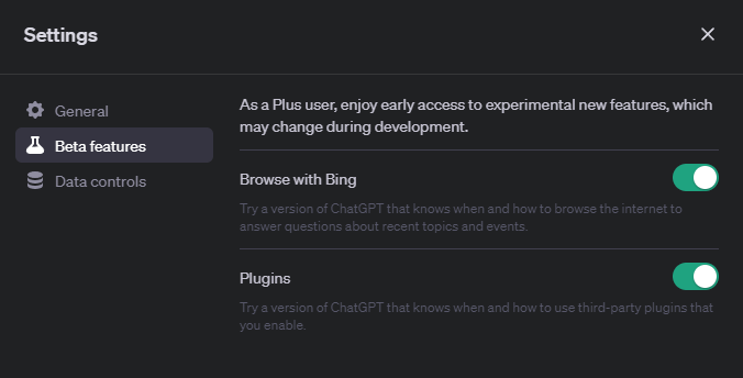 「Beta features」から「Plugins」を有効に