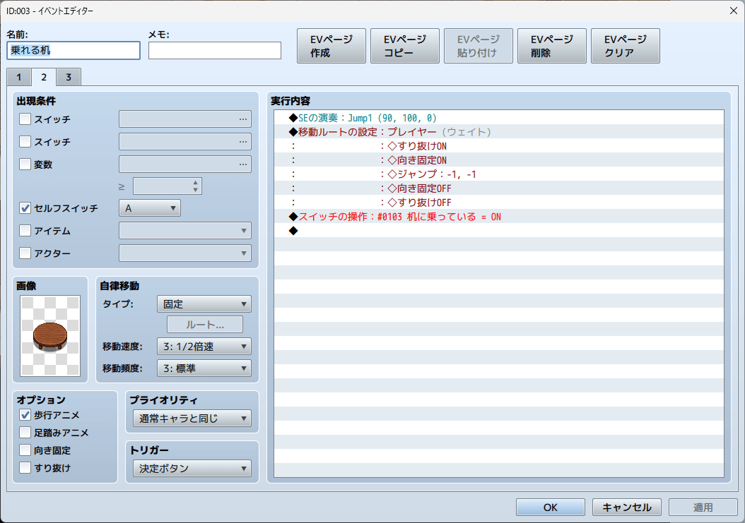 よくあるイベントの例