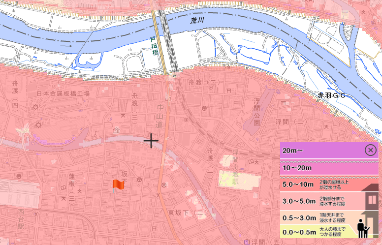 国土交通省の洪水ハザードマップ